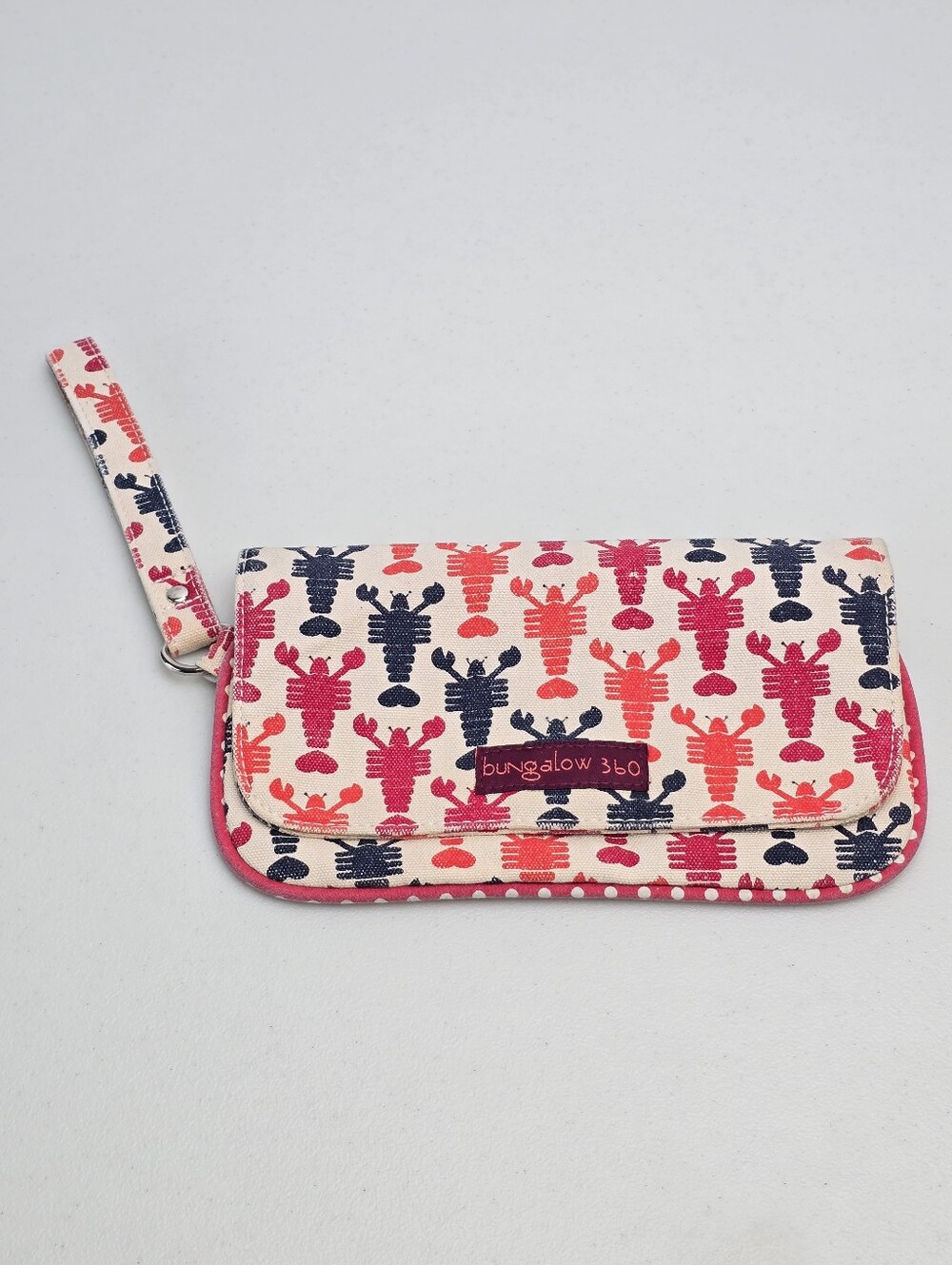 Bungalow 360 Lobster Cotton Canvas Wristlet Clutch Coastal Nautical
